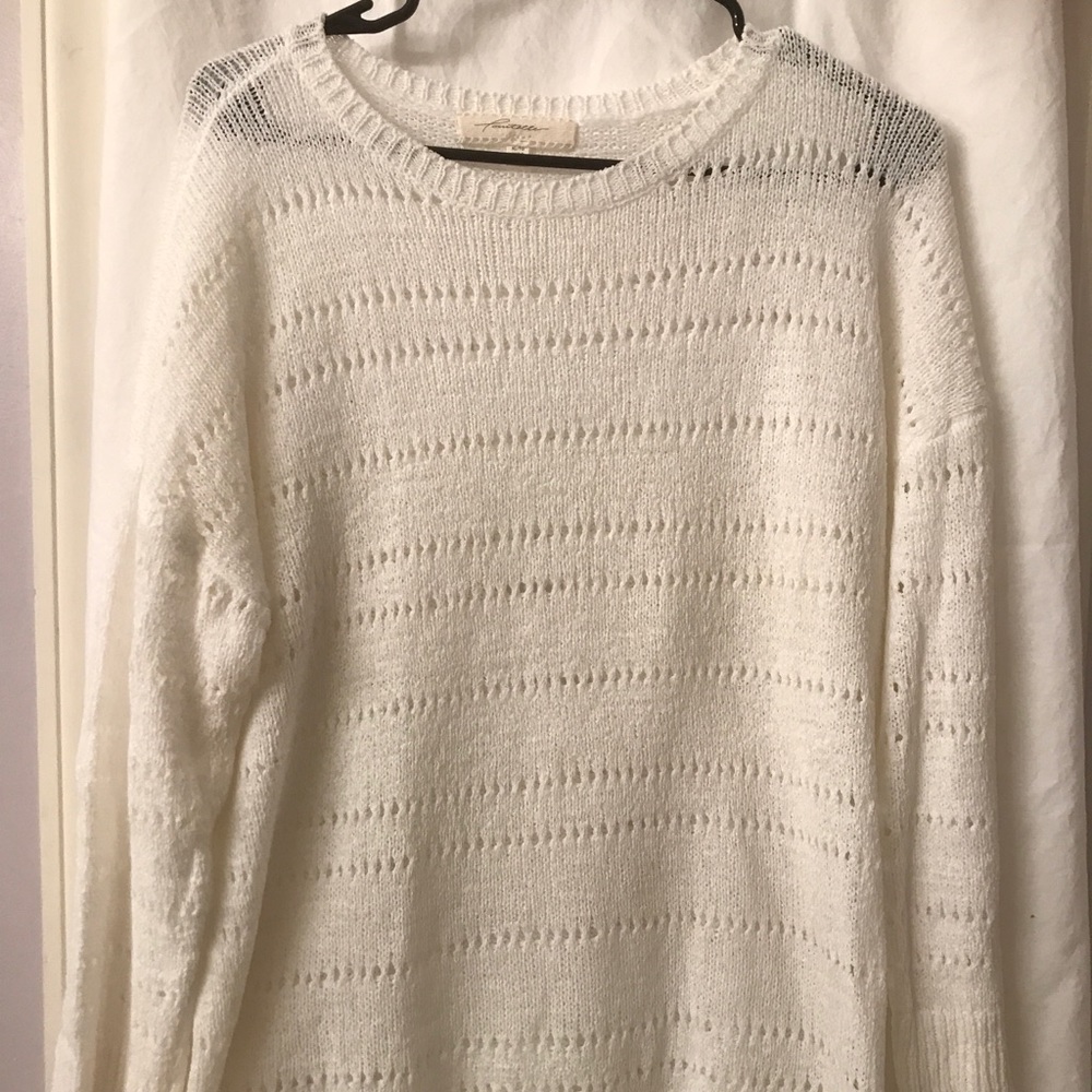 Pointelle white pullover sweater, like new